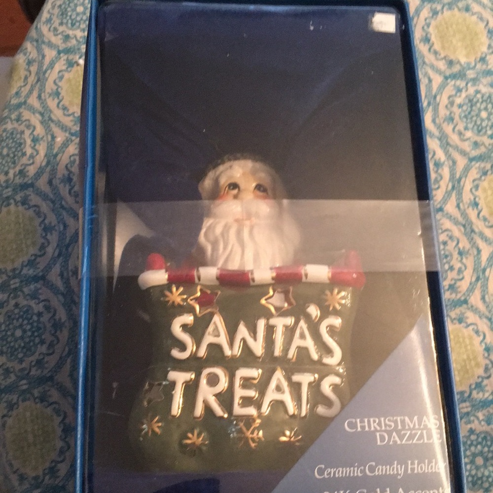 NIB Santa ceramic candy holder